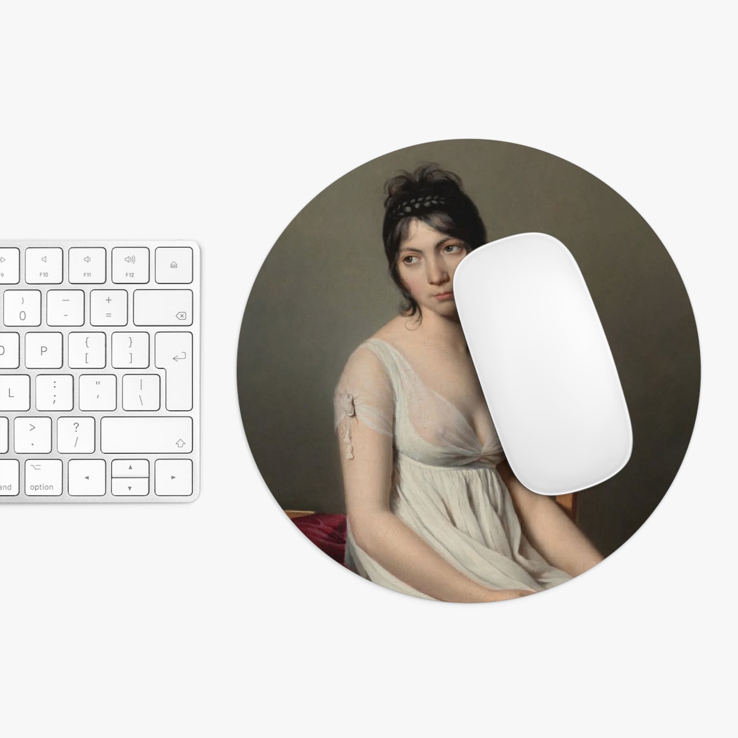 Portrait of a Young Woman in White Mouse Pad