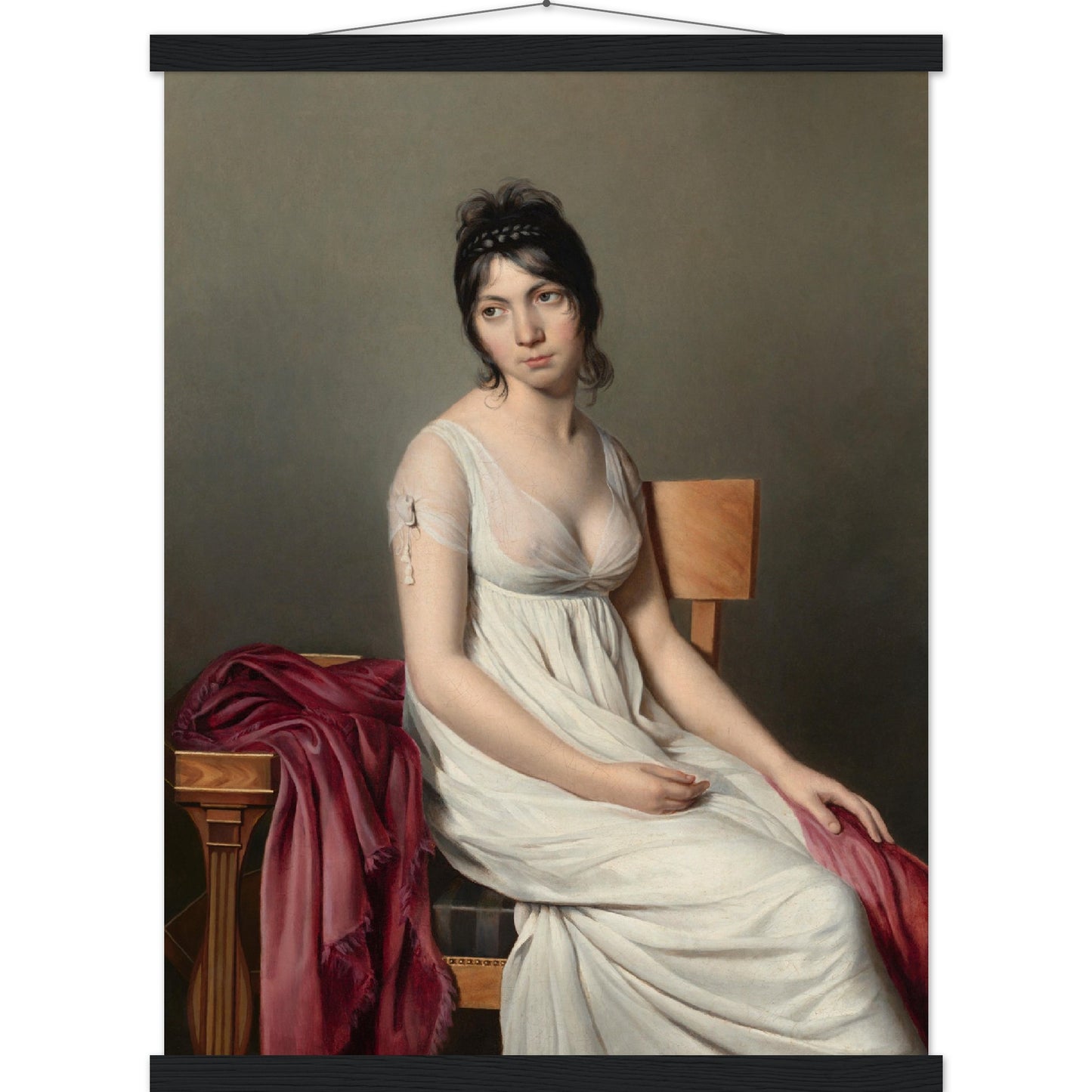 Portrait of a Young Woman in White Print with Hanger