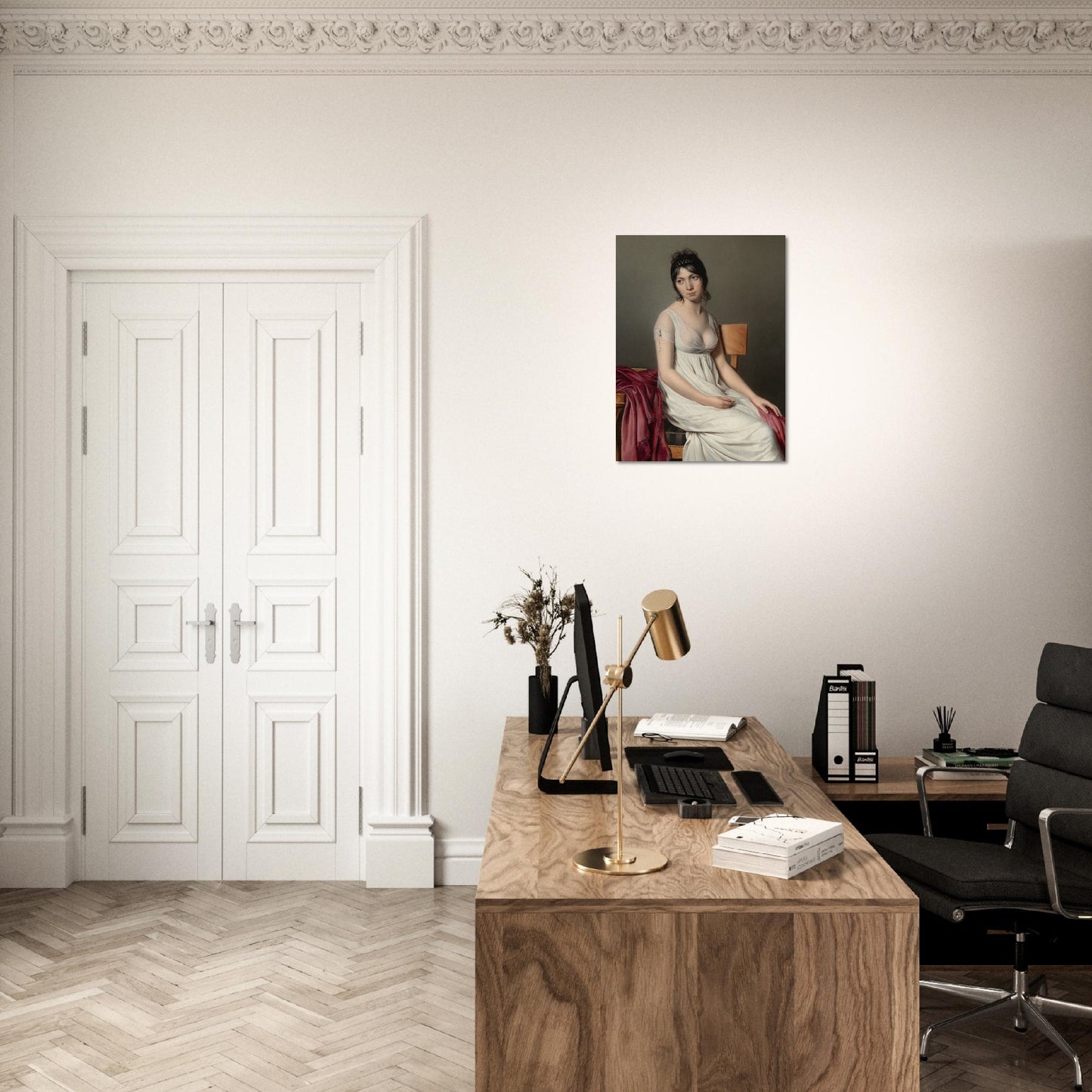 Portrait of a Young Woman in White Unframed Poster