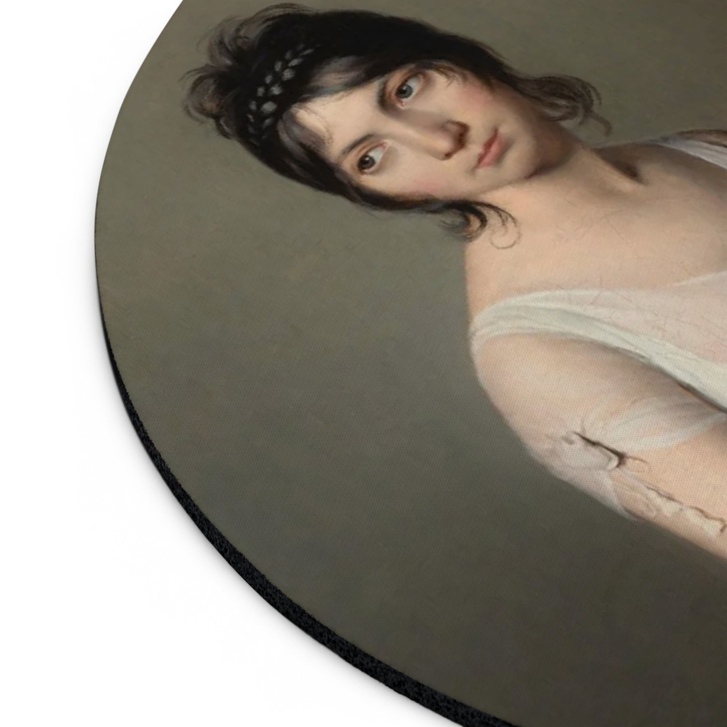 Portrait of a Young Woman in White Mouse Pad