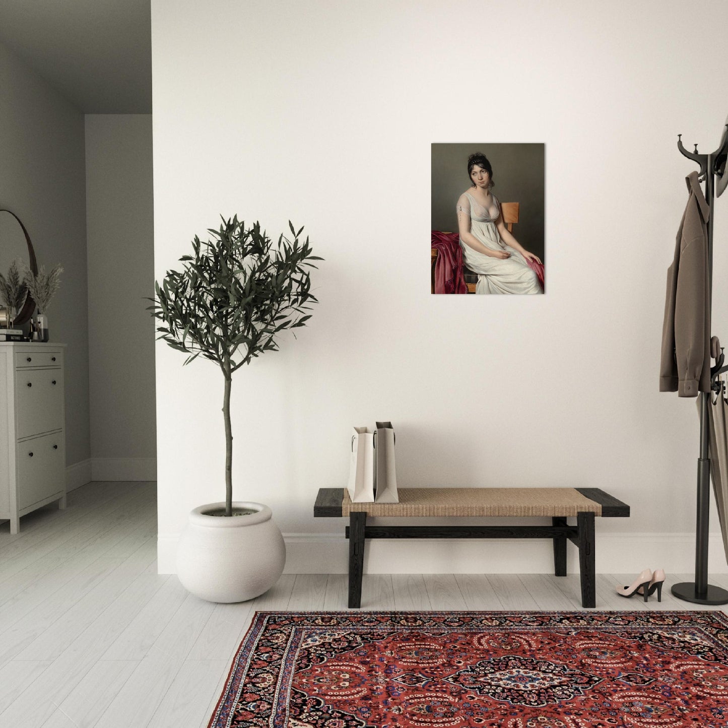 Portrait of a Young Woman in White Unframed Poster