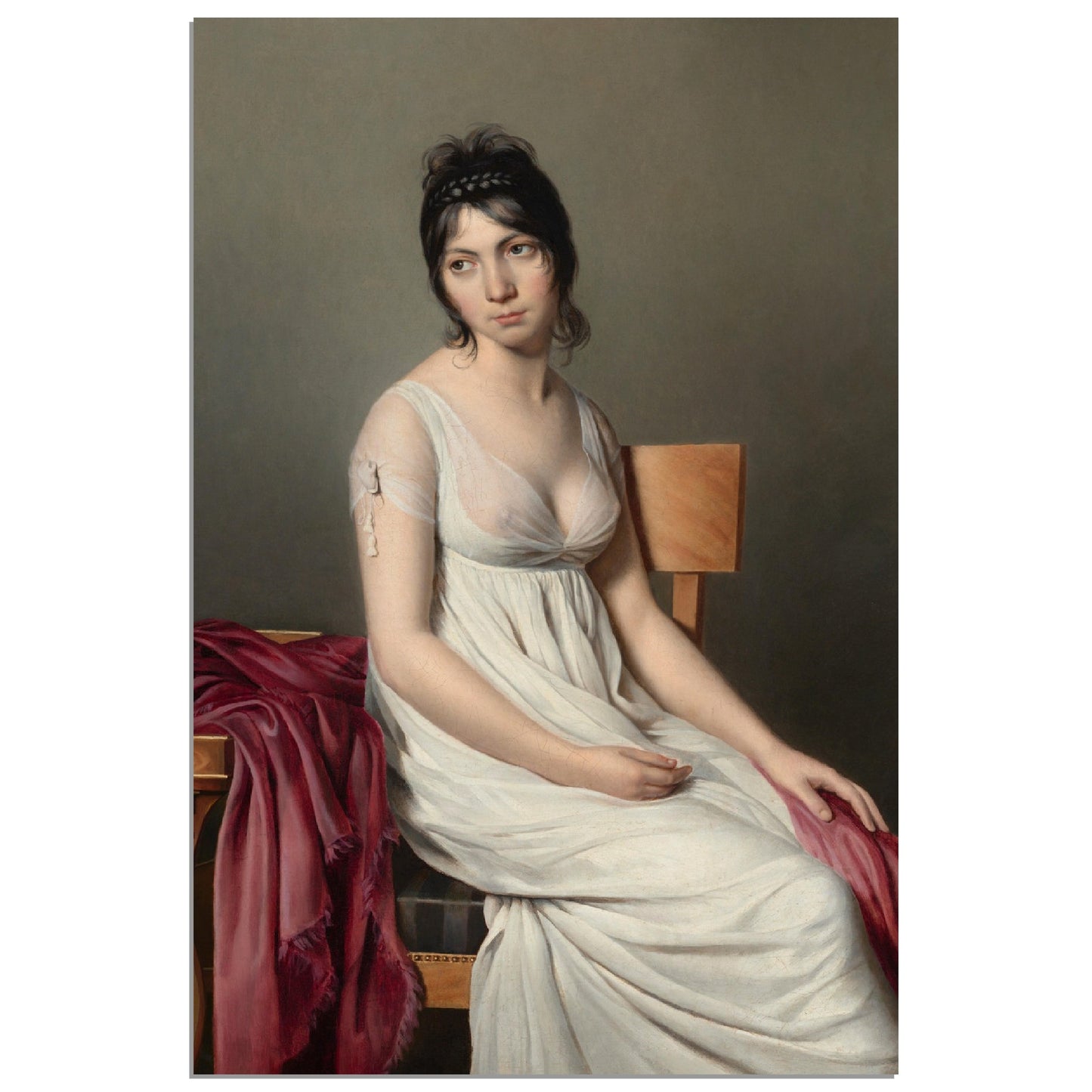 Portrait of a Young Woman in White Unframed Poster