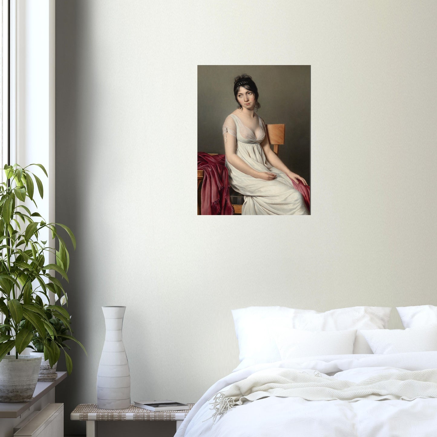 Portrait of a Young Woman in White Unframed Poster