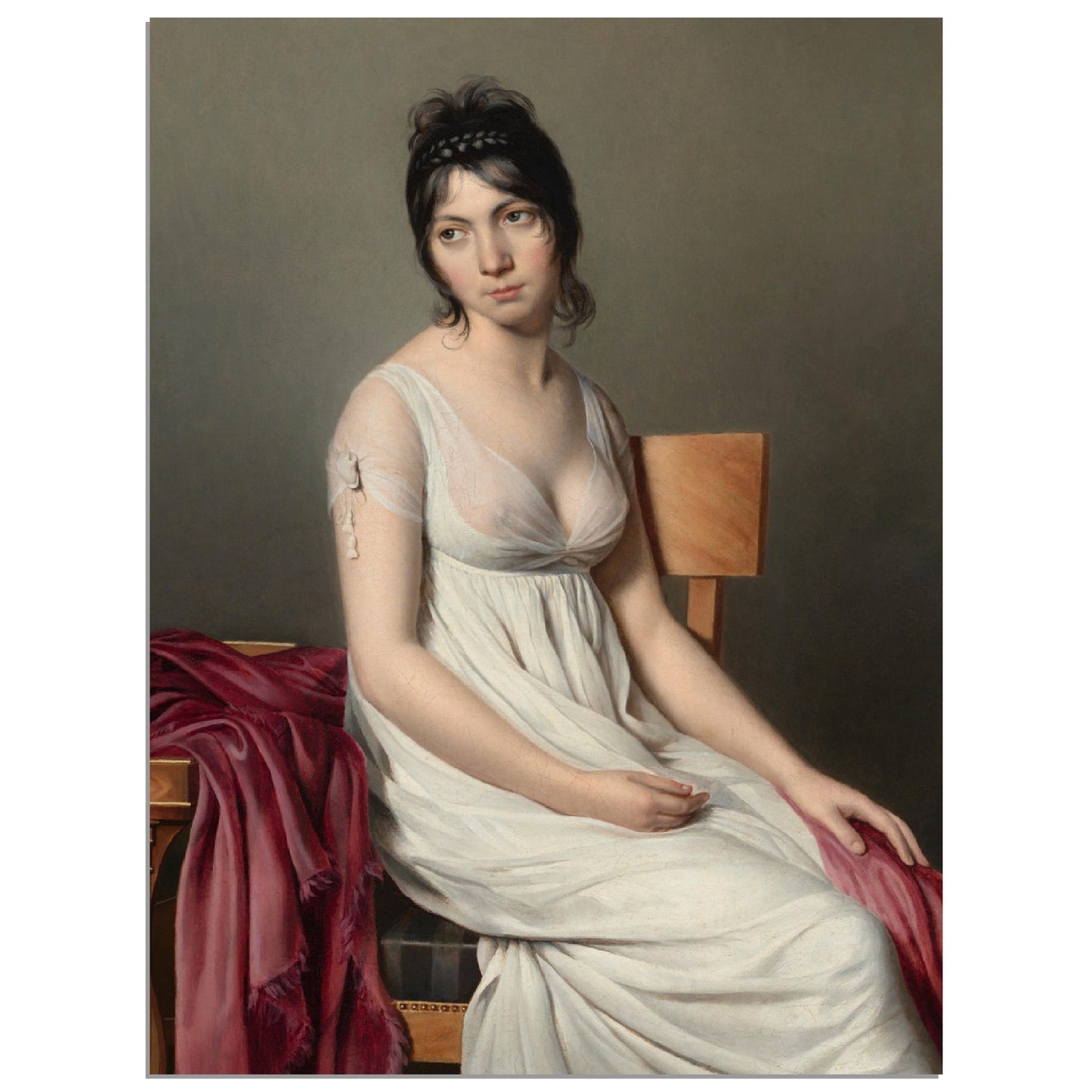 Portrait of a Young Woman in White Unframed Poster