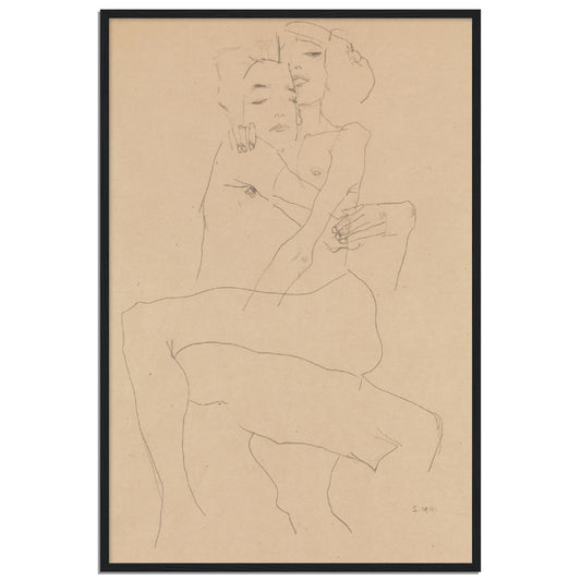Couple Embracing by Egon Schiele, 1911 (24" x 36") Framed Poster