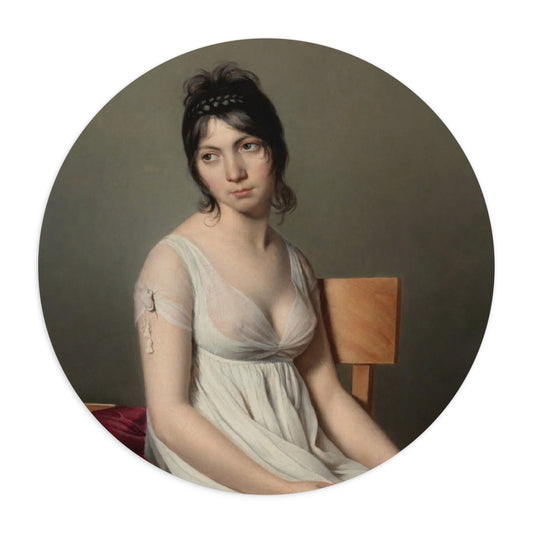 Portrait of a Young Woman in White Mouse Pad